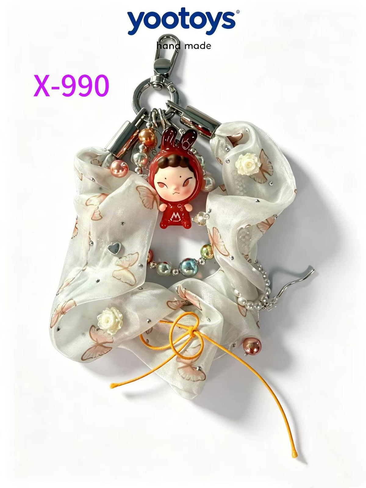 DIY Handmade Beaded Phone Strap with Cute Anime Figure Charm - Hand Assembled Beads, Unique One of A Kind Design, Sturdy Metal Clasp, Adjustable Beaded Chain, Can be used as Phone Lanyard / Bag Pendant, Perfect DIY Trendy Collectible Toy Accessory