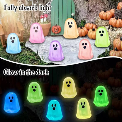 Colorful Glow In Dark Ghost Mini Statues, Spooky Halloween Mini Duck Ornaments, Micro Landscape Table Decor
