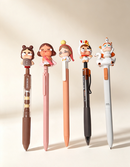 【Diy】DIY Mini Figure Bead Pen, Custom Assemble Cute Kawaii Character Mini Beads Pen, Creative Handmade Decorative Writing Pen, Fun DIY Craft Gift