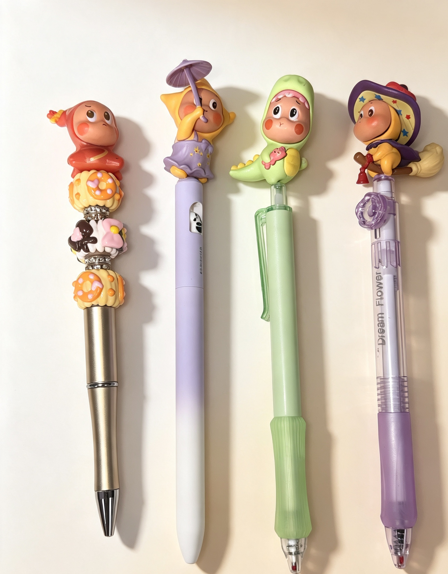 【Diy】DIY Mini Figure Bead Pen, Custom Assemble Cute Kawaii Character Mini Beads Pen, Creative Handmade Decorative Writing Pen, Fun DIY Craft Gift