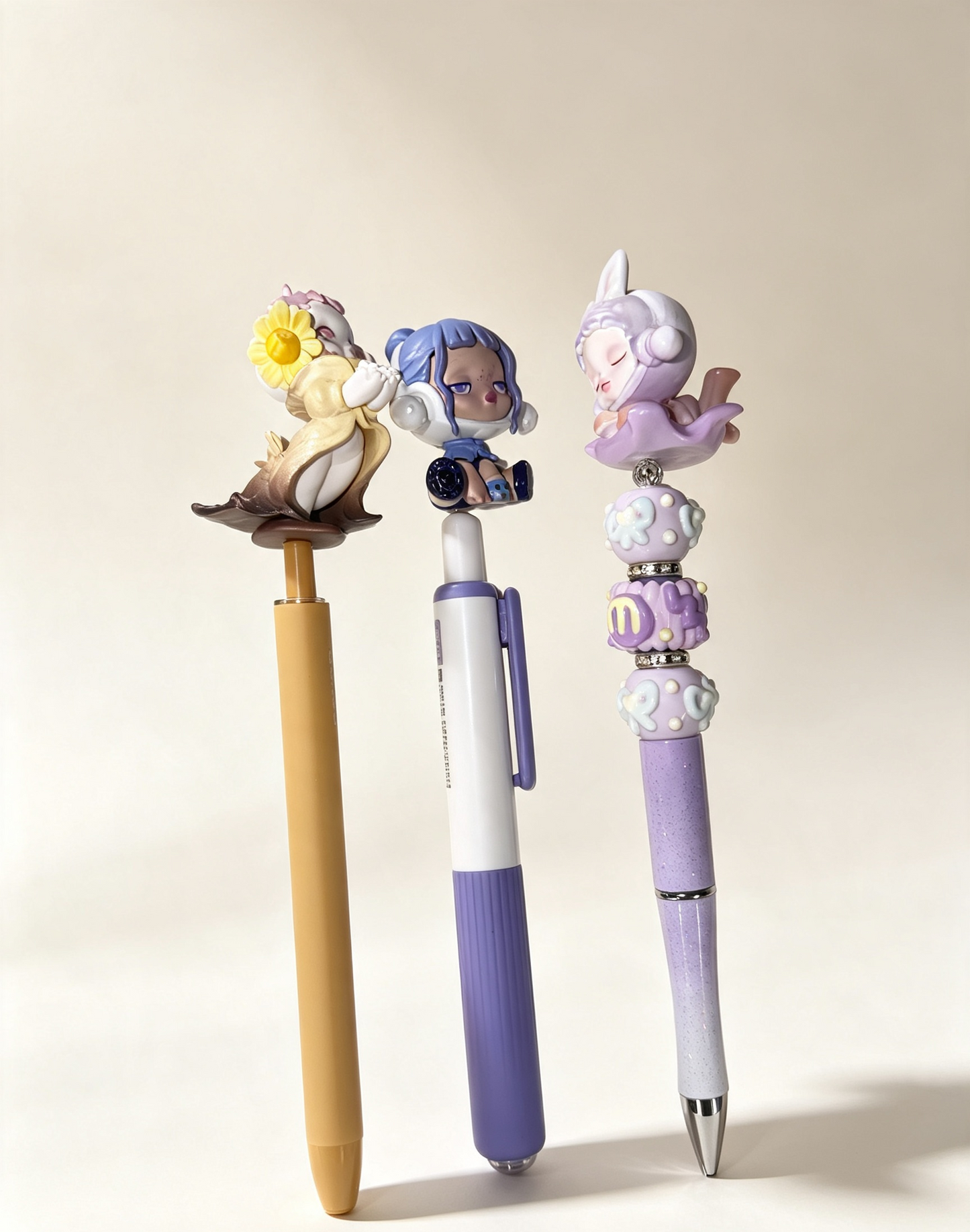【Diy】DIY Mini Figure Bead Pen, Custom Assemble Cute Kawaii Character Mini Beads Pen, Creative Handmade Decorative Writing Pen, Fun DIY Craft Gift