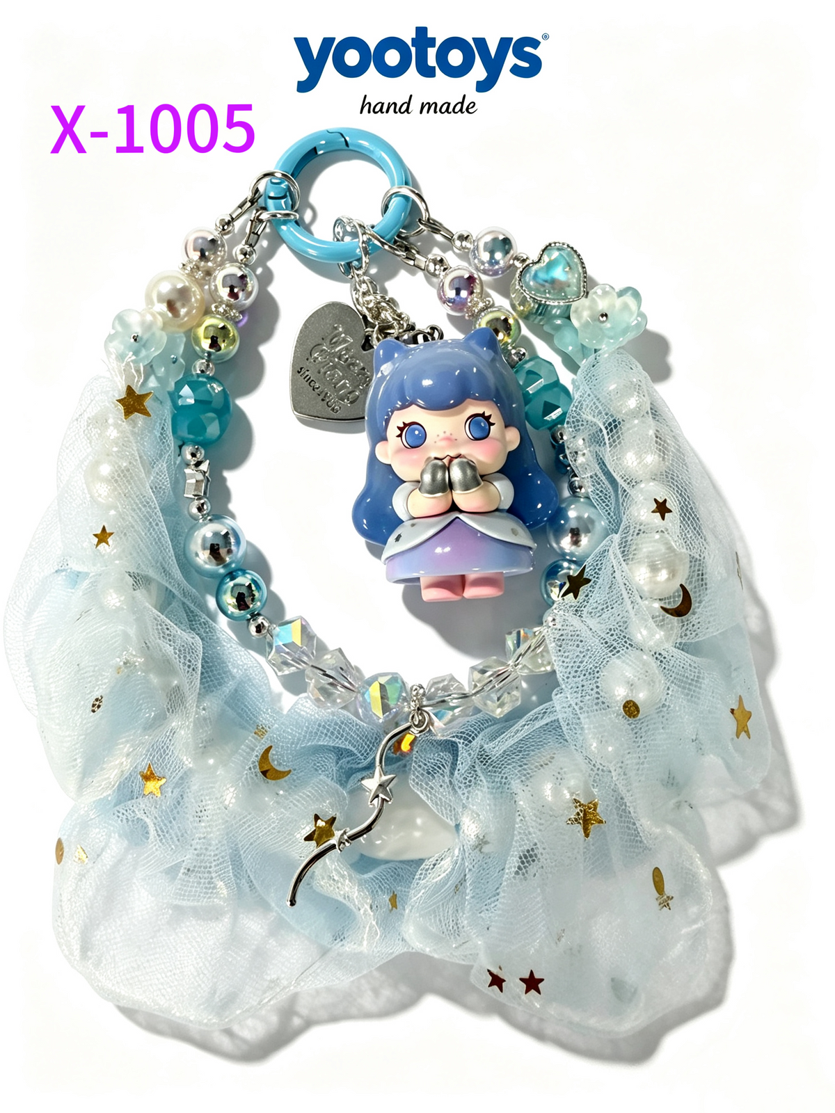 DIY Handmade Beaded Phone Strap with Cute Anime Figure Charm - Hand Assembled Beads, Unique One of A Kind Design, Sturdy Metal Clasp, Adjustable Beaded Chain, Can be used as Phone Lanyard / Bag Pendant, Perfect DIY Trendy Collectible Toy Accessory