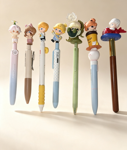 【Diy】DIY Mini Figure Bead Pen, Custom Assemble Cute Kawaii Character Mini Beads Pen, Creative Handmade Decorative Writing Pen, Fun DIY Craft Gift