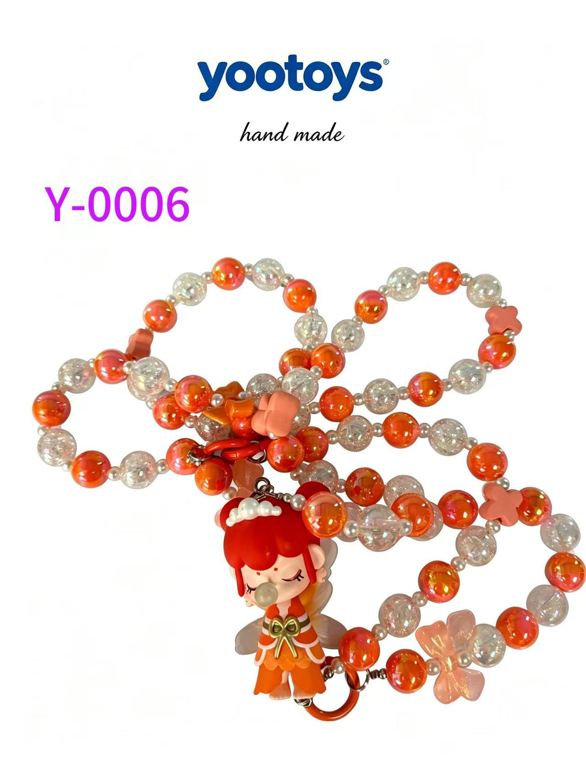 DIY Handmade Beaded Phone Strap with Cute Anime Figure Charm - Hand Assembled Beads, Unique One of A Kind Design, Sturdy Metal Clasp, Adjustable Beaded Chain, Can be used as Phone Lanyard / Bag Pendant, Perfect DIY Trendy Collectible Toy Accessory