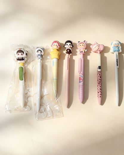 【Diy】DIY Mini Figure Bead Pen, Custom Assemble Cute Kawaii Character Mini Beads Pen, Creative Handmade Decorative Writing Pen, Fun DIY Craft Gift