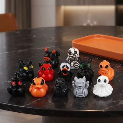 Colorful Glow In Dark Ghost Mini Statues, Spooky Halloween Mini Duck Ornaments, Micro Landscape Table Decor