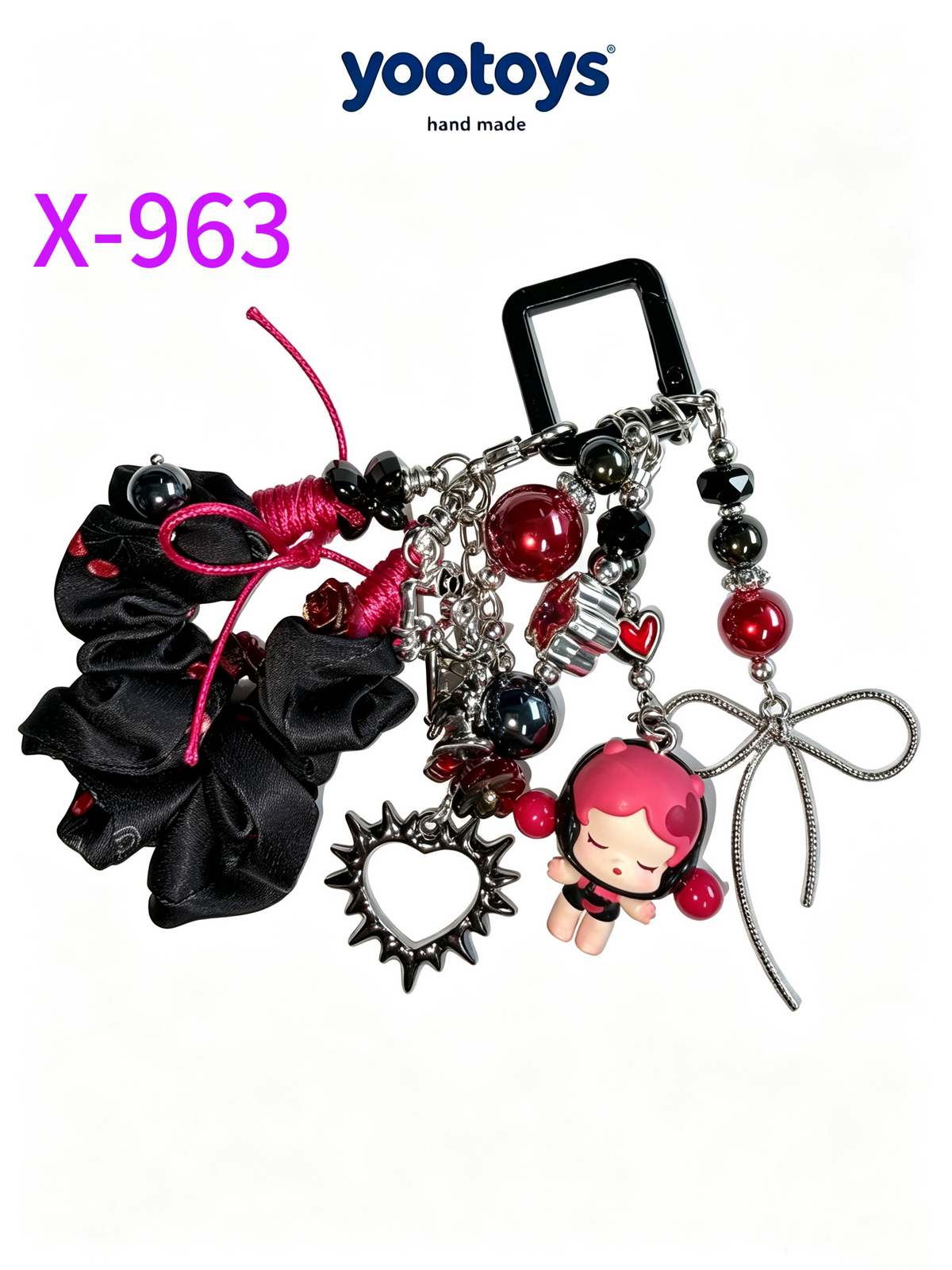 DIY Handmade Beaded Phone Strap with Cute Anime Figure Charm - Hand Assembled Beads, Unique One of A Kind Design, Sturdy Metal Clasp, Adjustable Beaded Chain, Can be used as Phone Lanyard / Bag Pendant, Perfect DIY Trendy Collectible Toy Accessory