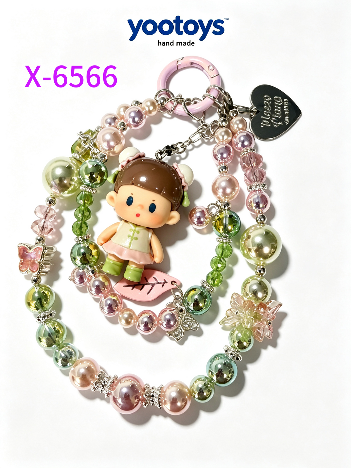 DIY Handmade Beaded Phone Strap with Cute Anime Figure Charm - Hand Assembled Beads, Unique One of A Kind Design, Sturdy Metal Clasp, Adjustable Beaded Chain, Can be used as Phone Lanyard / Bag Pendant, Perfect DIY Trendy Collectible Toy Accessory
