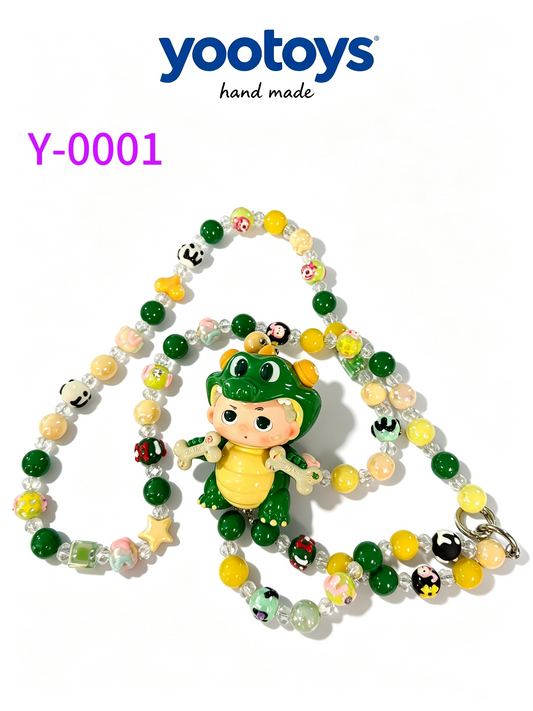 DIY Handmade Beaded Phone Strap with Cute Anime Figure Charm - Hand Assembled Beads, Unique One of A Kind Design, Sturdy Metal Clasp, Adjustable Beaded Chain, Can be used as Phone Lanyard / Bag Pendant, Perfect DIY Trendy Collectible Toy Accessory