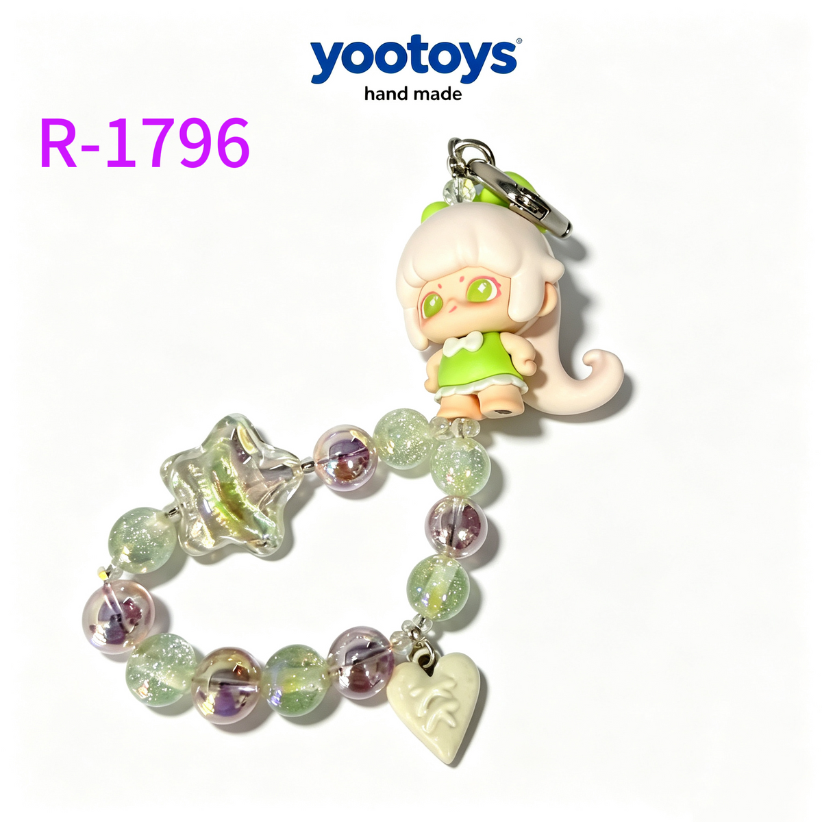 DIY Handmade Beaded Phone Strap with Cute Anime Figure Charm - Hand Assembled Beads, Unique One of A Kind Design, Sturdy Metal Clasp, Adjustable Beaded Chain, Can be used as Phone Lanyard / Bag Pendant, Perfect DIY Trendy Collectible Toy Accessory